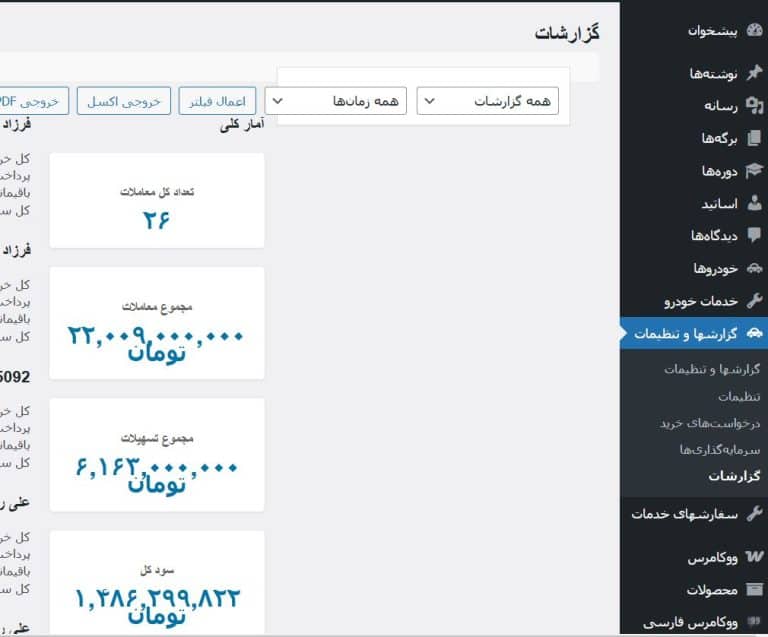 بخش مدیریت گزارش خودرو پروژه پلاک ایران